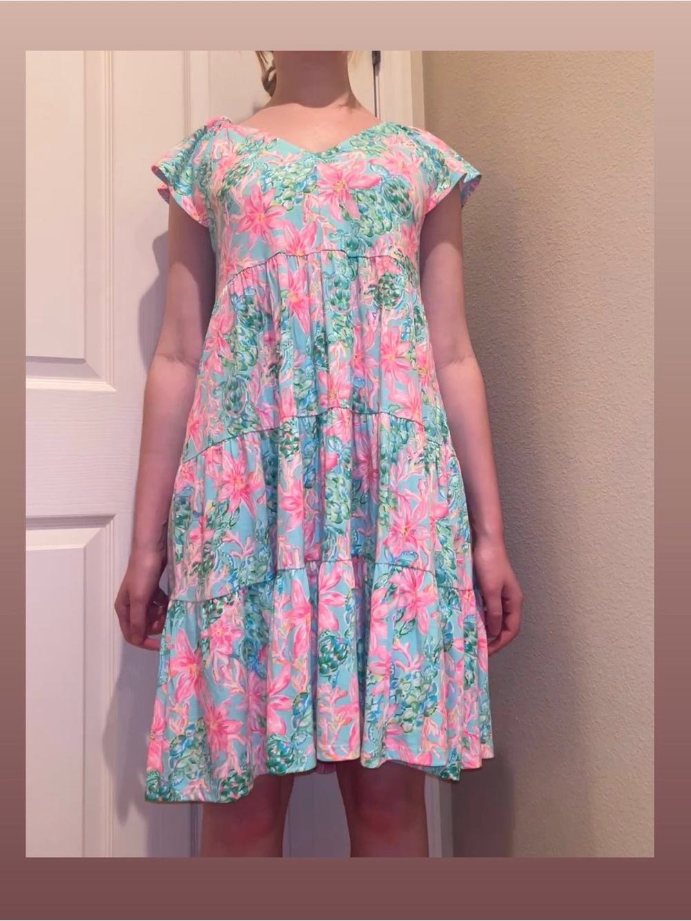 Lilly Pulitzer So Shellegant Kawai Flutter Sleeve Dress Size S